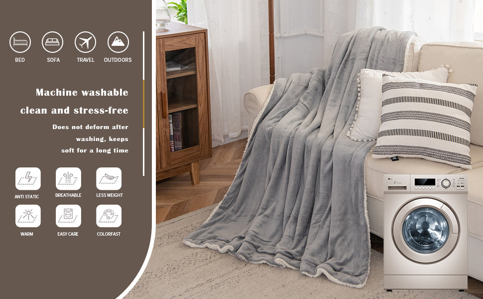 480 GSM Luxury Heavy Sherpa Blanket – Ultra Soft Warm Faux Fur Mink Throw for Sofa & Bed – Plush Fleece Winter Blanket UK