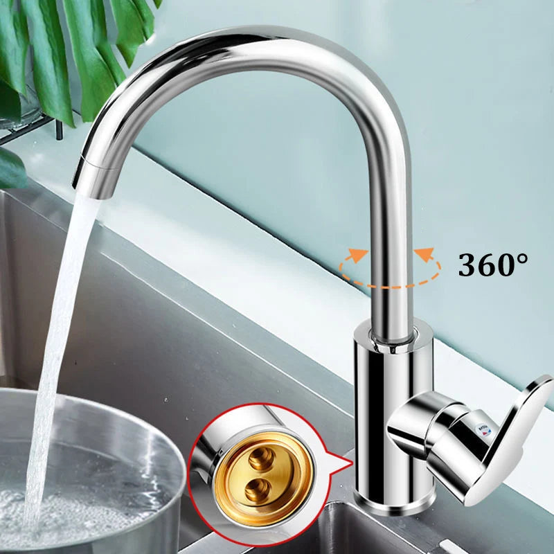 Kitchen Mixer Tap with Hot and Cold Water – Splash‑Proof, High‑Pressure Stainless Steel Faucet for Sink and Dishwashing