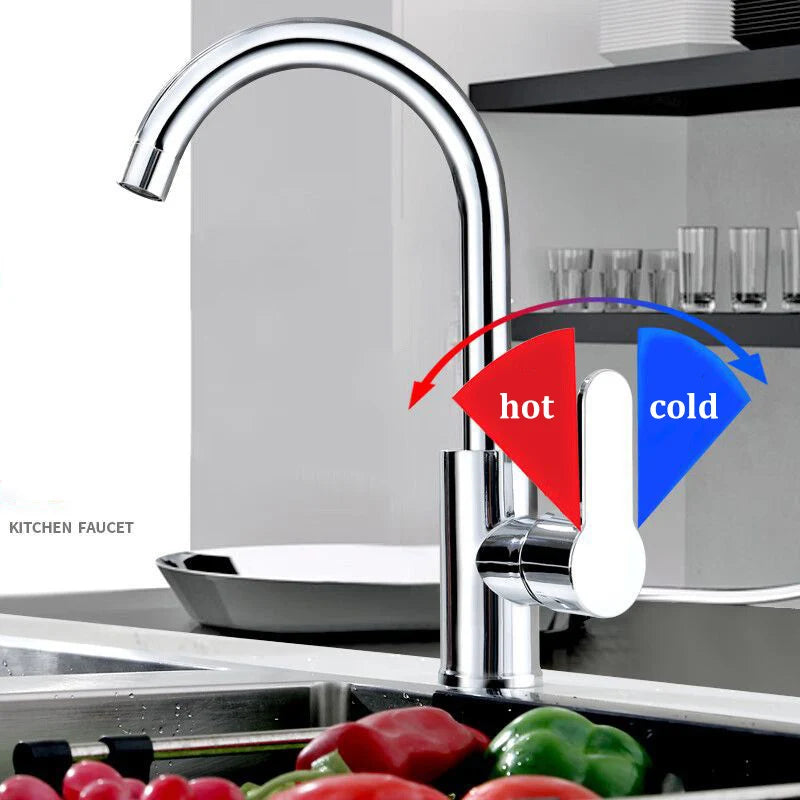 Kitchen Mixer Tap with Hot and Cold Water – Splash‑Proof, High‑Pressure Stainless Steel Faucet for Sink and Dishwashing