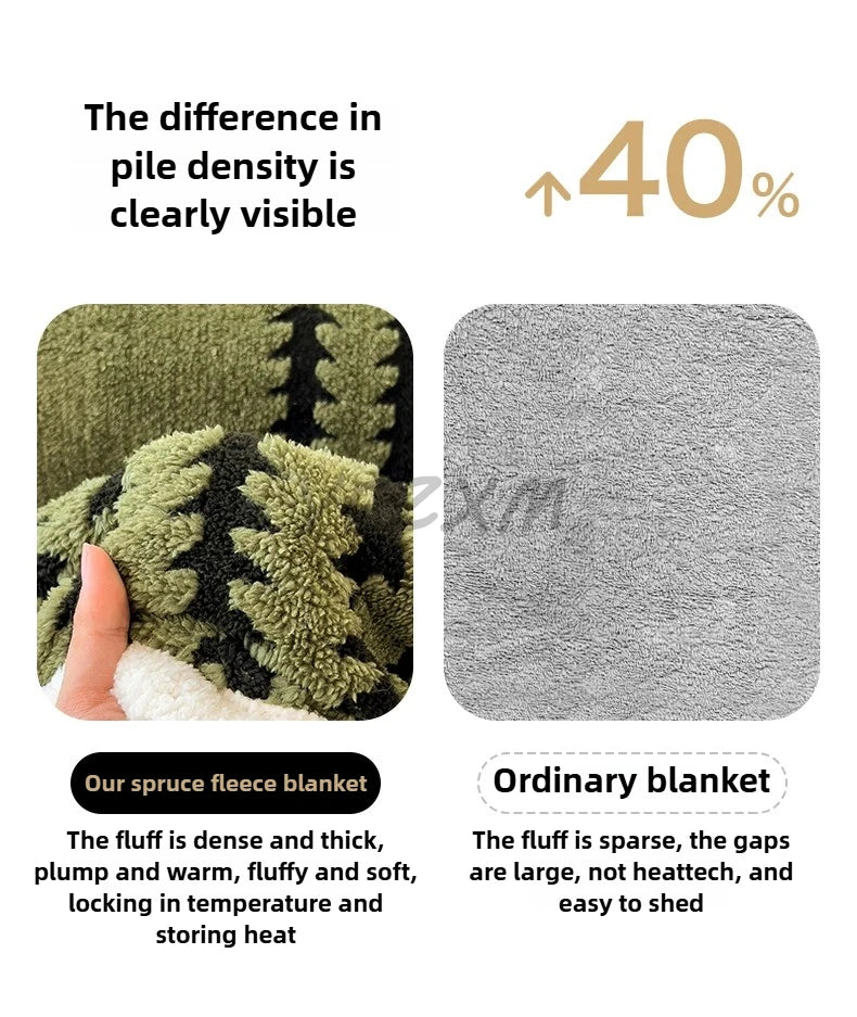 Thick Warm Flannel Blanket – Super Soft Fluffy Queen/Single/Double Plush Throw | Cozy Skin-Friendly Spruce Velvet Coral Fleece, Knitted, Portable & Antistatic