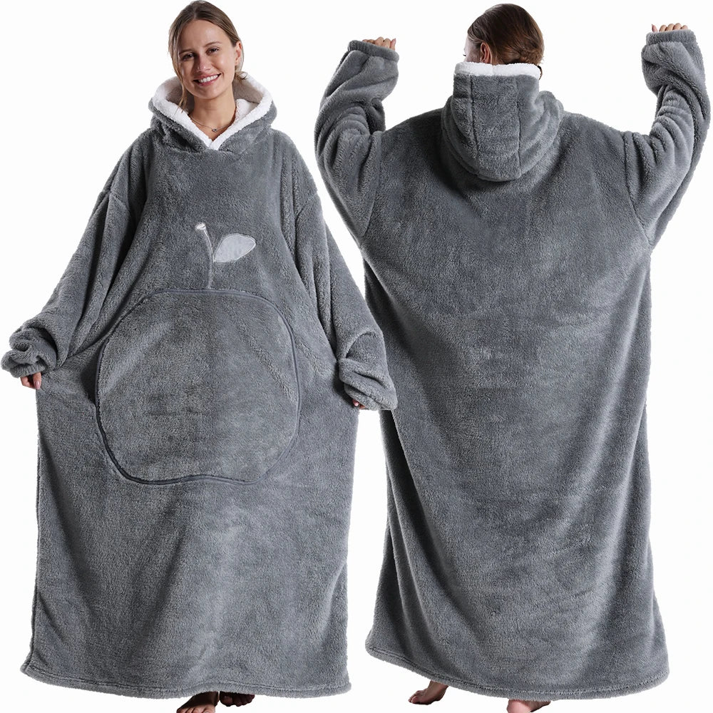 Ultra-Soft Wearable Blanket with Sleeves – Winter Flannel Hooded TV Blanket for Adults | Cozy Warm Fleece Oversized Hoodie