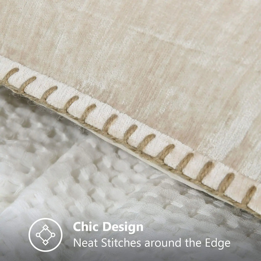 Kitinjoy Chenille Soft Throw Pillow Covers 18x18 – Set of 2 Velvet‑Look Cushion Covers with Stitched Edge for Sofa, Couch and Bed