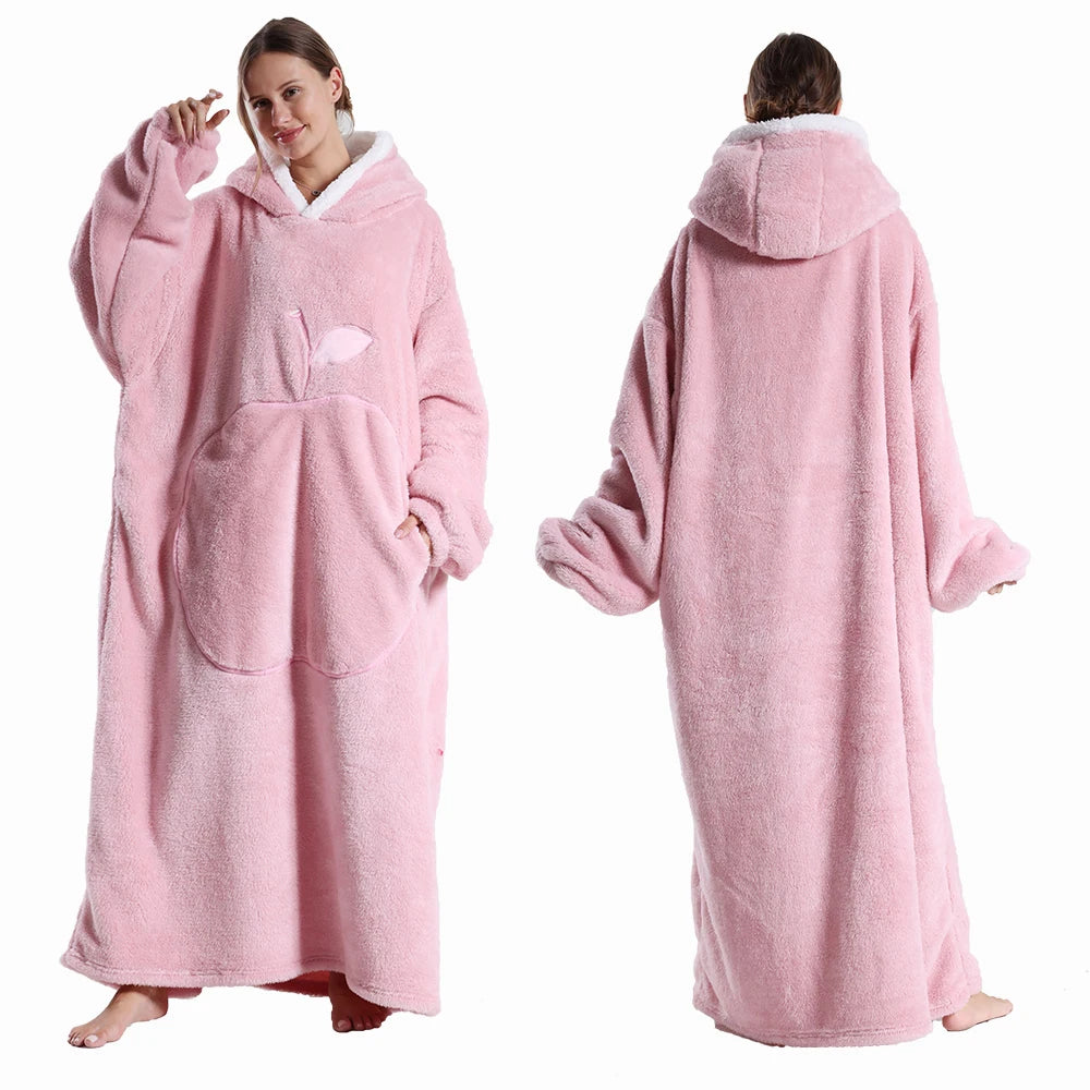 Ultra-Soft Wearable Blanket with Sleeves – Winter Flannel Hooded TV Blanket for Adults | Cozy Warm Fleece Oversized Hoodie