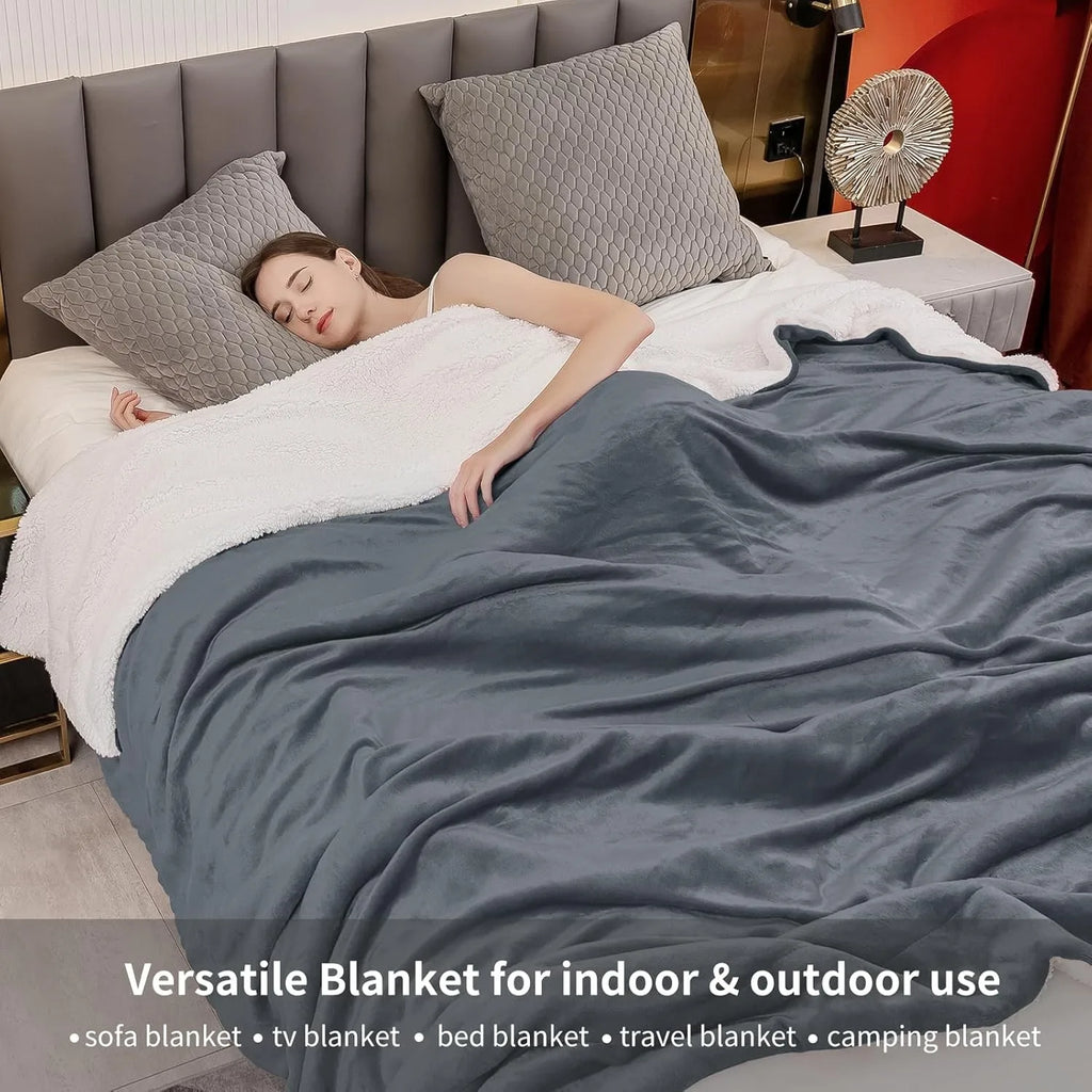 480 GSM Luxury Heavy Sherpa Blanket – Ultra Soft Warm Faux Fur Mink Throw for Sofa & Bed – Plush Fleece Winter Blanket UK