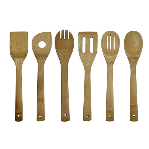 Bamboo Cooking Utensil Set – 6‑Piece Eco‑Friendly Wooden Spoon and Spatula Kit