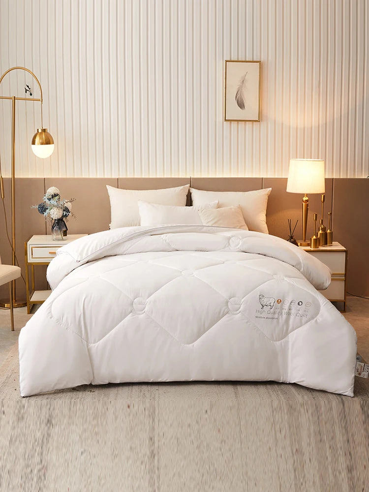 Premium New Zealand Wool Quilt – Thick Four-Season Heating Blanket | Ultra-Fine Wool & Cashmere-Blend Filling