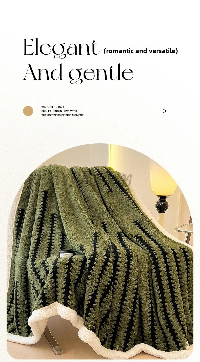 Thick Warm Flannel Blanket – Super Soft Fluffy Queen/Single/Double Plush Throw | Cozy Skin-Friendly Spruce Velvet Coral Fleece, Knitted, Portable & Antistatic