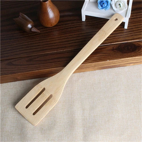 Bamboo Cooking Utensil Set – 6‑Piece Eco‑Friendly Wooden Spoon and Spatula Kit