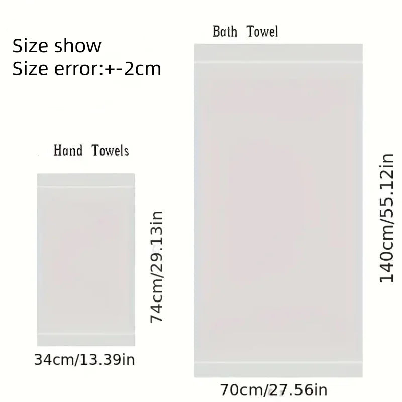 2 Pack Black Cotton Hotel Towels – Quick‑Dry Thick Soft Face and Bath Towels, 34x74cm / 70x140cm