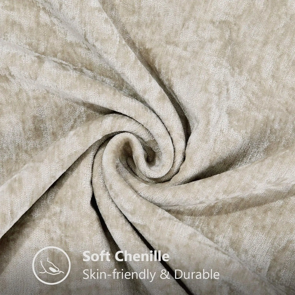 Kitinjoy Chenille Soft Throw Pillow Covers 18x18 – Set of 2 Velvet‑Look Cushion Covers with Stitched Edge for Sofa, Couch and Bed