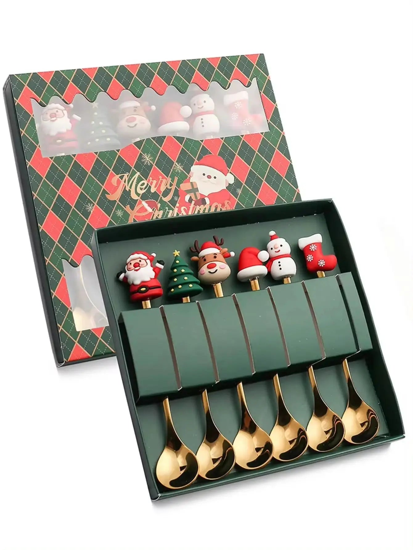 Christmas Themed Stainless Steel Cutlery Set – Creative Cartoon Knife, Fork & Spoon | 2/4/6pcs Festive Holiday Gift & Table Decoration