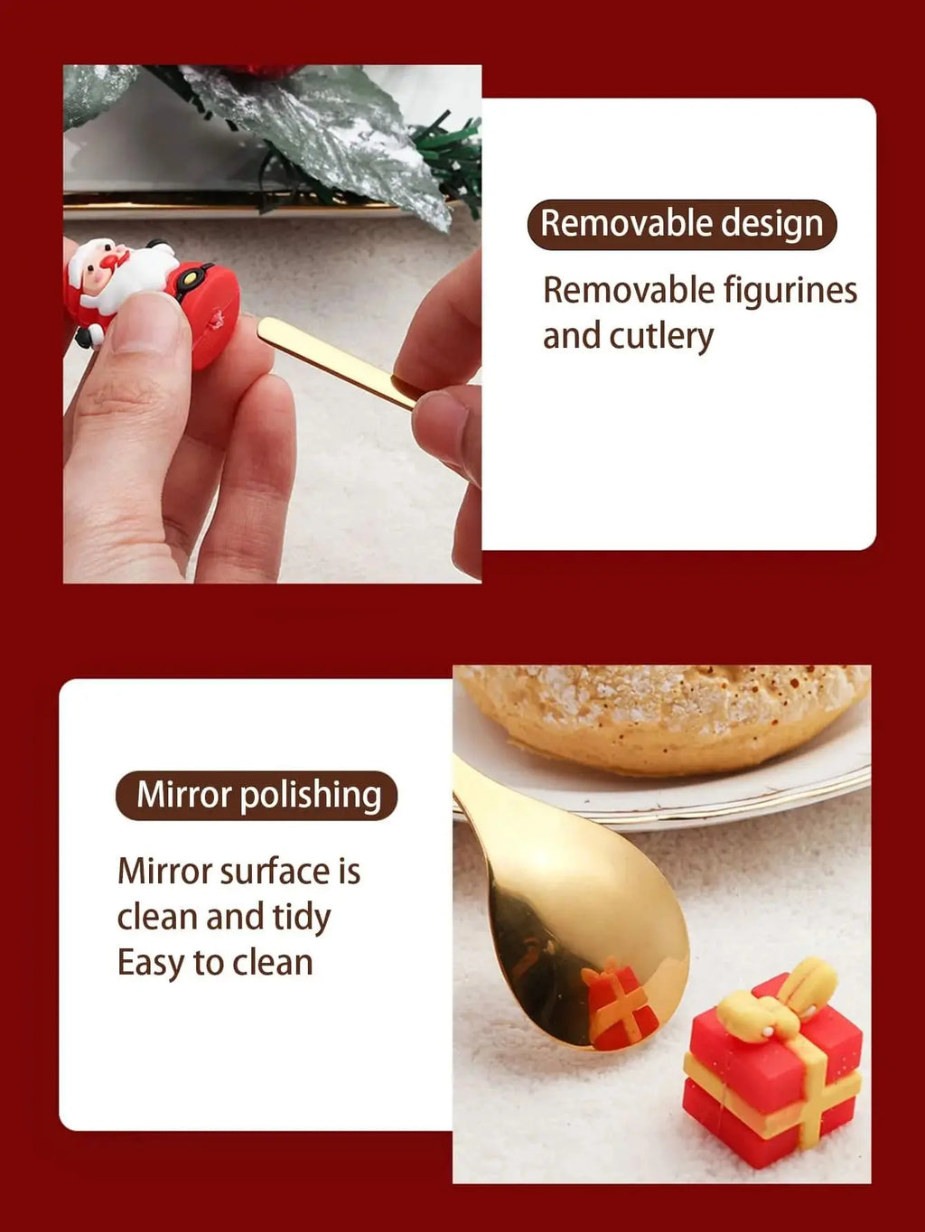 Christmas Themed Stainless Steel Cutlery Set – Creative Cartoon Knife, Fork & Spoon | 2/4/6pcs Festive Holiday Gift & Table Decoration