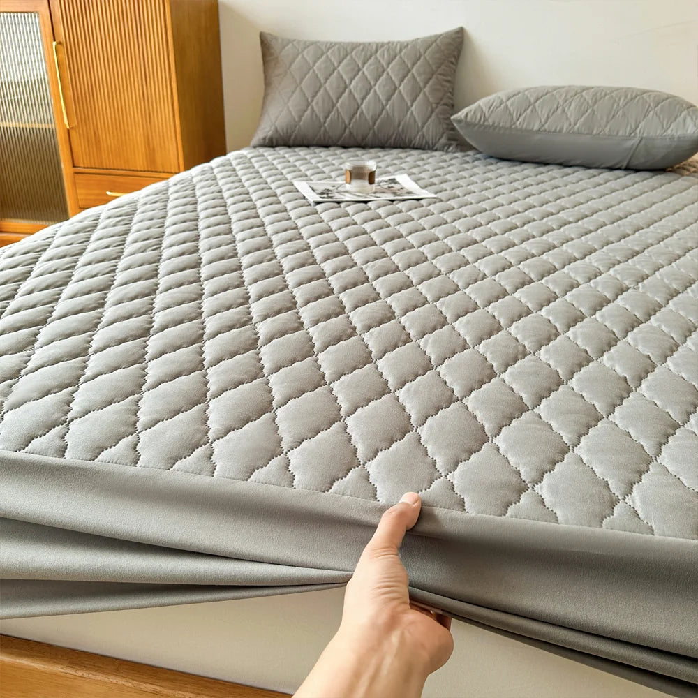 Waterproof Fitted Mattress Protector – Single, Double, 140/160 Sizes, Grey or White, Anti‑Dust Mite and Breathable