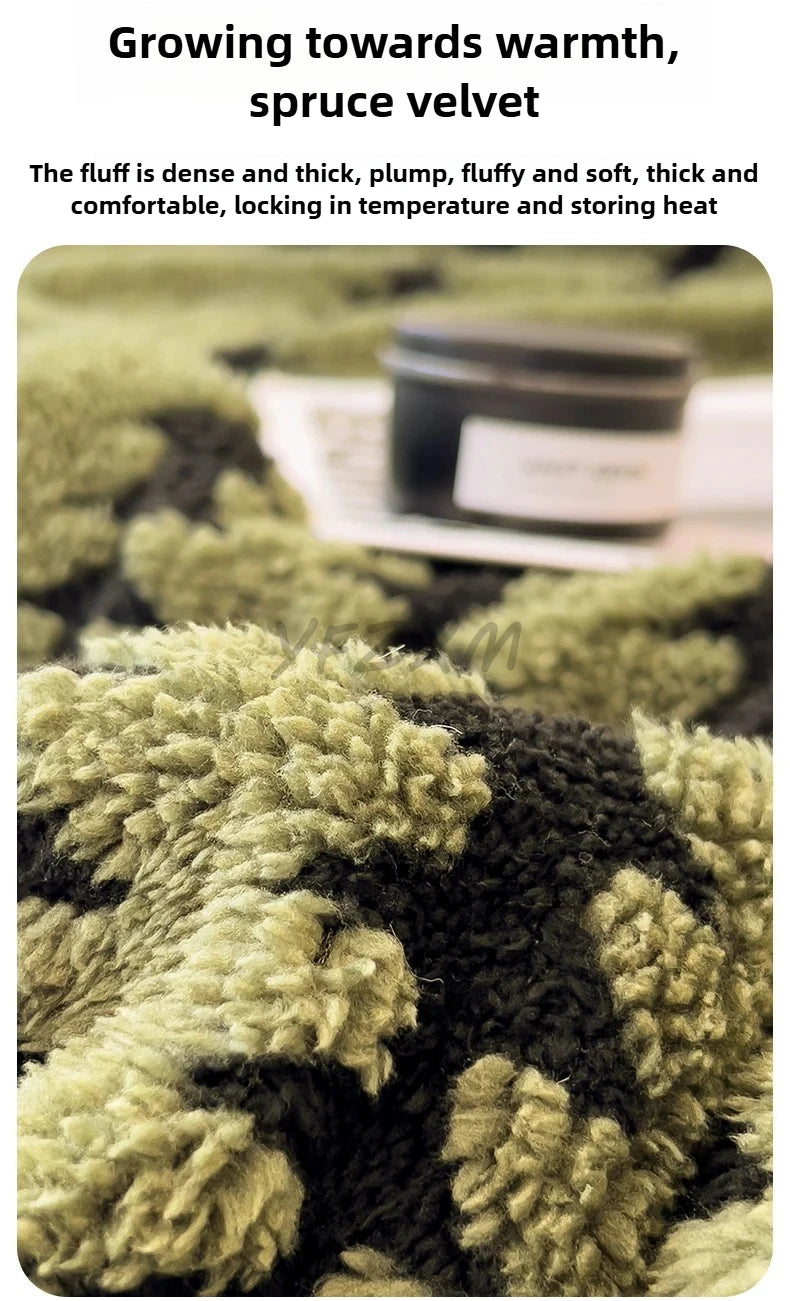 Thick Warm Flannel Blanket – Super Soft Fluffy Queen/Single/Double Plush Throw | Cozy Skin-Friendly Spruce Velvet Coral Fleece, Knitted, Portable & Antistatic