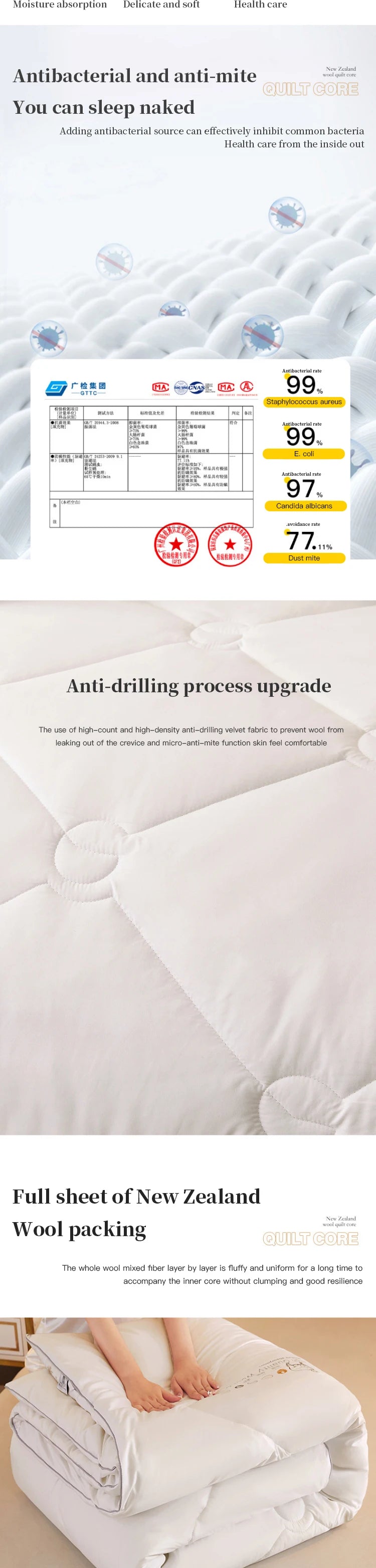 Premium New Zealand Wool Quilt – Thick Four-Season Heating Blanket | Ultra-Fine Wool & Cashmere-Blend Filling