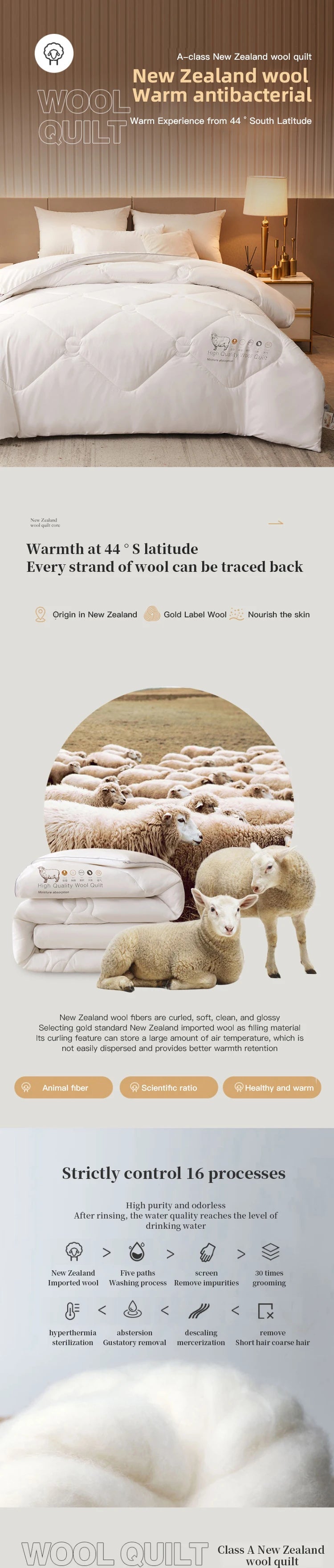 Premium New Zealand Wool Quilt – Thick Four-Season Heating Blanket | Ultra-Fine Wool & Cashmere-Blend Filling