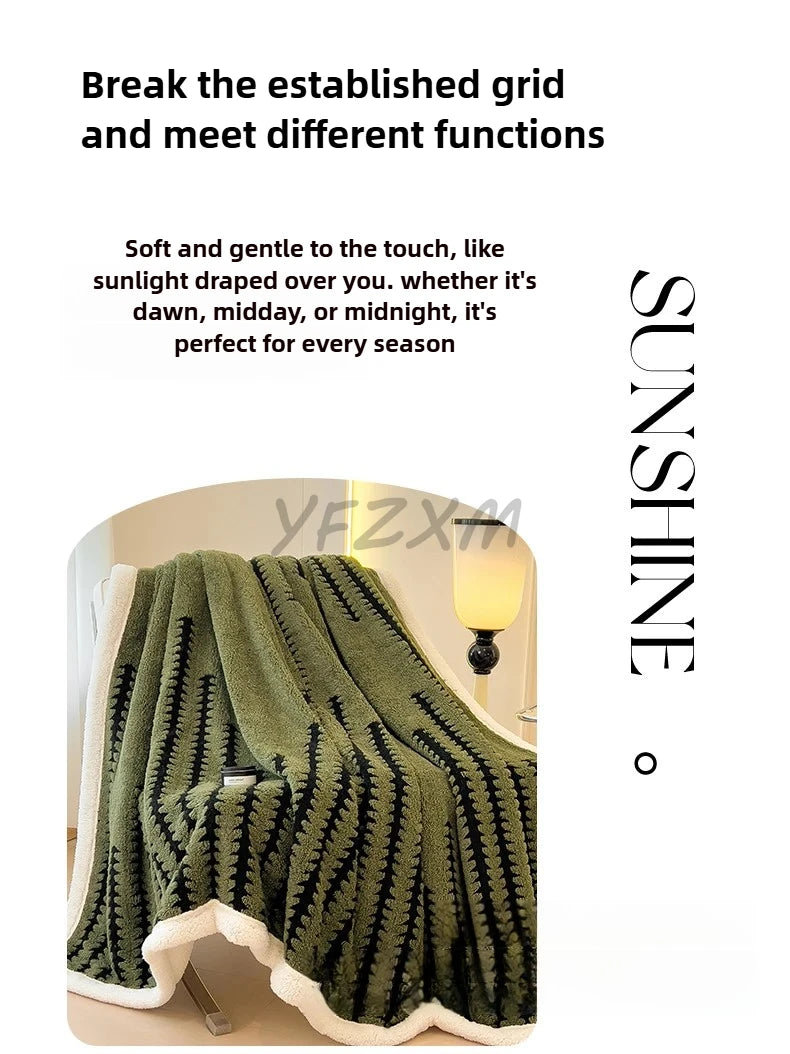 Thick Warm Flannel Blanket – Super Soft Fluffy Queen/Single/Double Plush Throw | Cozy Skin-Friendly Spruce Velvet Coral Fleece, Knitted, Portable & Antistatic