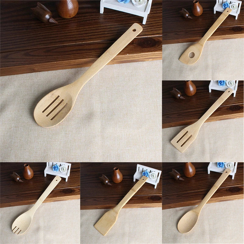 Bamboo Cooking Utensil Set – 6‑Piece Eco‑Friendly Wooden Spoon and Spatula Kit