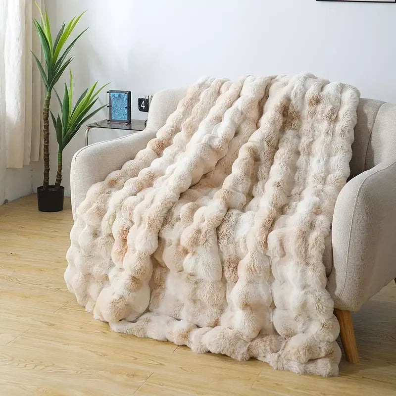 Ultra Soft Faux Rabbit Fleece Blanket – Warm Knitted Plush Throw for Bedroom, Living Room & Dorm – Cozy 100% Polyester Solid Blanket