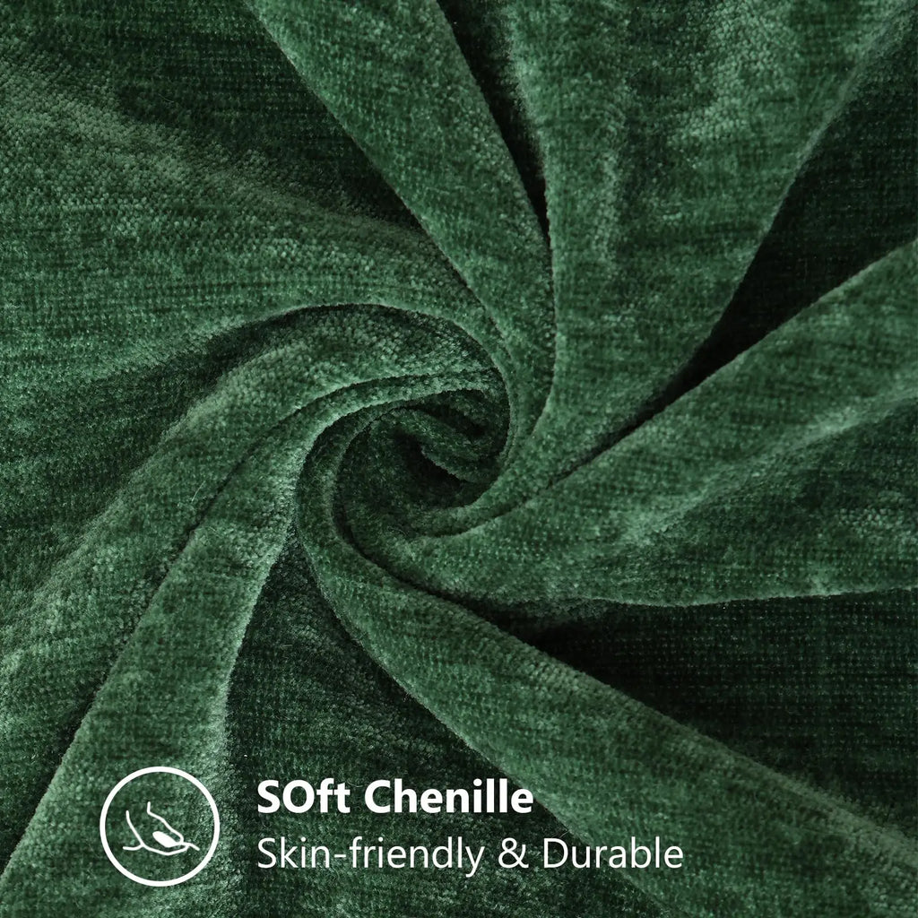 Kitinjoy Chenille Soft Throw Pillow Covers 18x18 – Set of 2 Velvet‑Look Cushion Covers with Stitched Edge for Sofa, Couch and Bed