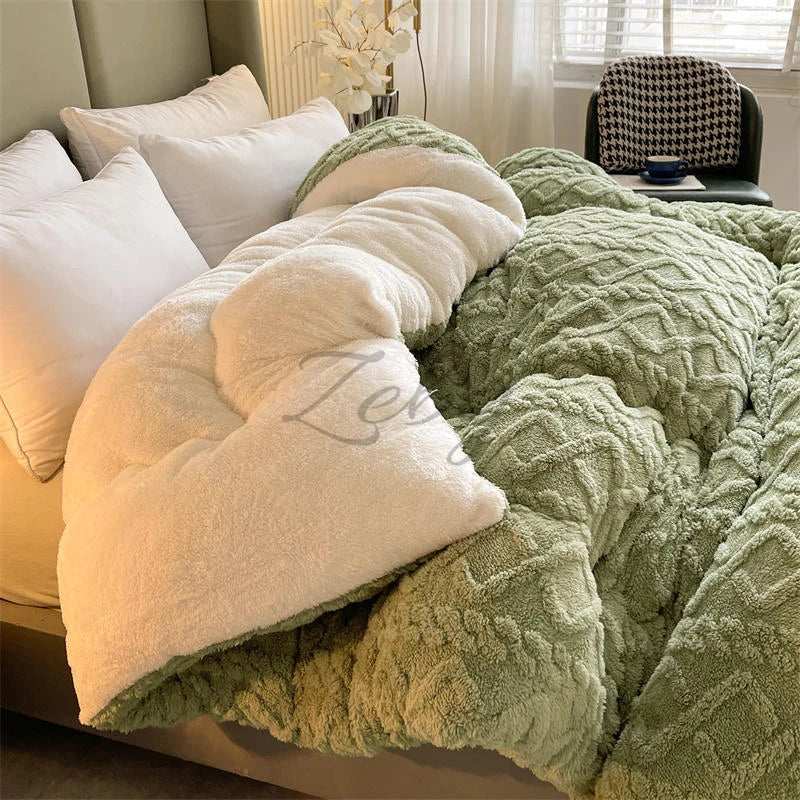 Super Thick Winter Warm Blanket – Artificial Lamb Cashmere Weighted Quilt for Bed, Soft Coral Fleece, 2–5 kg