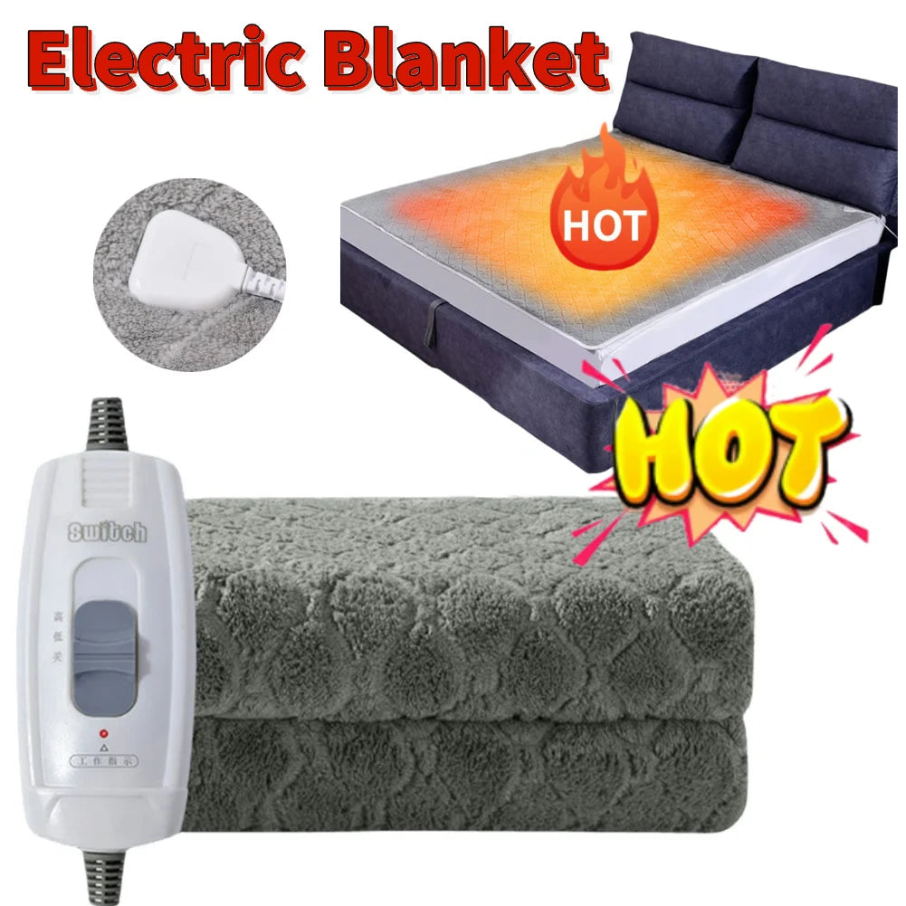 Plush Electric Heated Blanket – Single Velvet Fleece Throw for Home and Office, One‑Seat