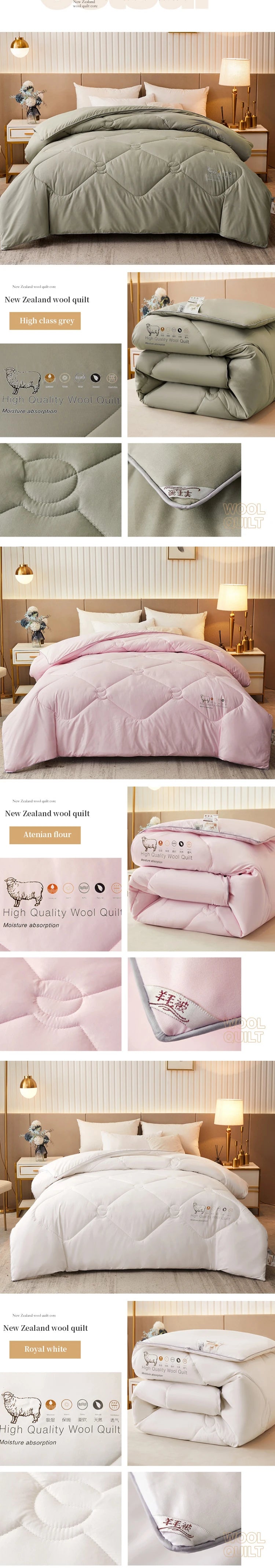 Premium New Zealand Wool Quilt – Thick Four-Season Heating Blanket | Ultra-Fine Wool & Cashmere-Blend Filling